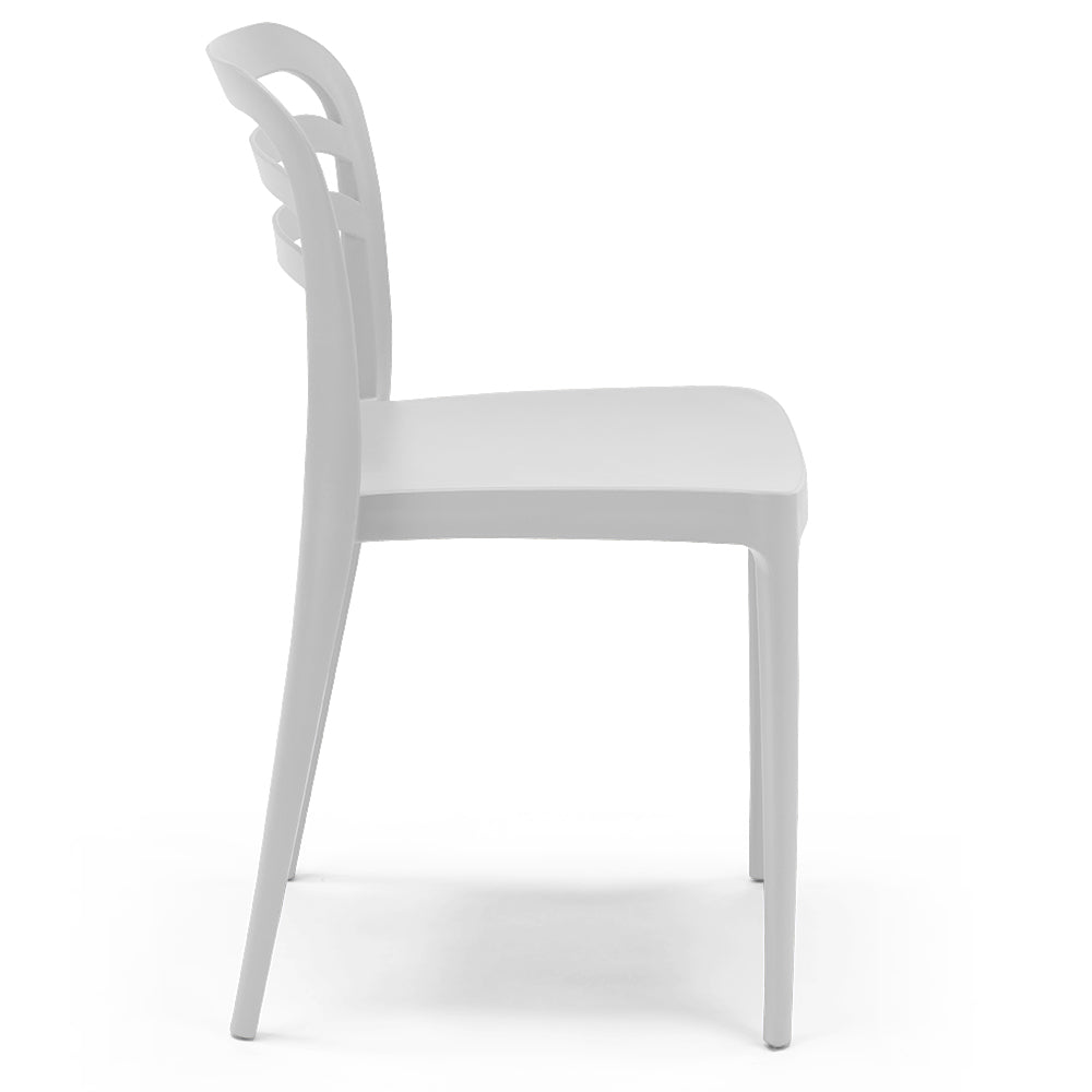 Set 2 sedie in polipropilene YVONNE, impilabile, resistente ai raggi UV, design moderno, ideale per sala da pranzo, cucina, sala d’attesa, bar, ristoranti o giardino, colore Bianco