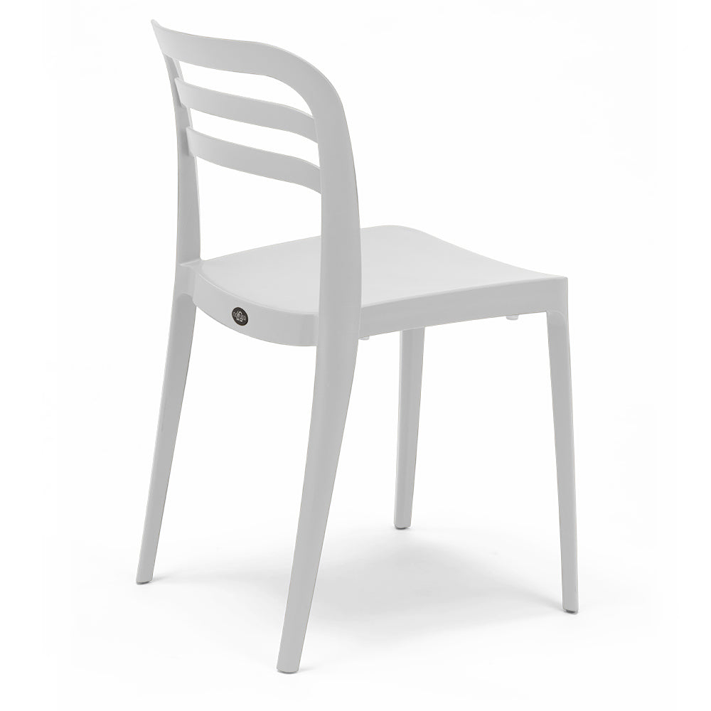 Set 2 sedie in polipropilene YVONNE, impilabile, resistente ai raggi UV, design moderno, ideale per sala da pranzo, cucina, sala d’attesa, bar, ristoranti o giardino, colore Bianco