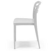 Set 2 sedie in polipropilene YVONNE, impilabile, resistente ai raggi UV, design moderno, ideale per sala da pranzo, cucina, sala d’attesa, bar, ristoranti o giardino, colore Bianco