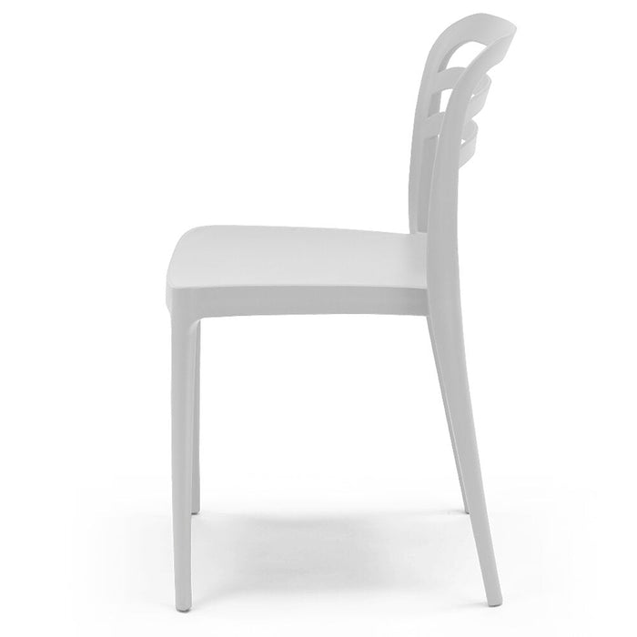 Set 2 sedie in polipropilene YVONNE, impilabile, resistente ai raggi UV, design moderno, ideale per sala da pranzo, cucina, sala d’attesa, bar, ristoranti o giardino, colore Bianco