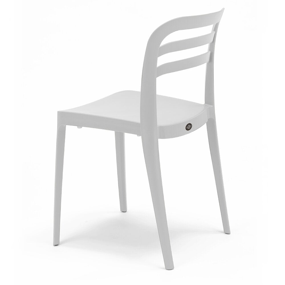 Set 2 sedie in polipropilene YVONNE, impilabile, resistente ai raggi UV, design moderno, ideale per sala da pranzo, cucina, sala d’attesa, bar, ristoranti o giardino, colore Bianco