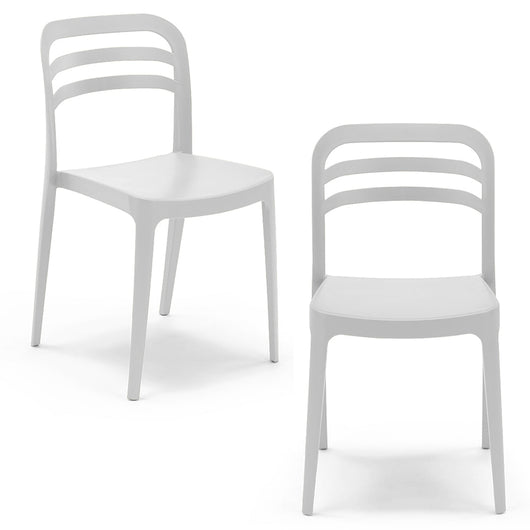 Set 2 sedie in polipropilene YVONNE, impilabile, resistente ai raggi UV, design moderno, ideale per sala da pranzo, cucina, sala d’attesa, bar, ristoranti o giardino, colore Bianco