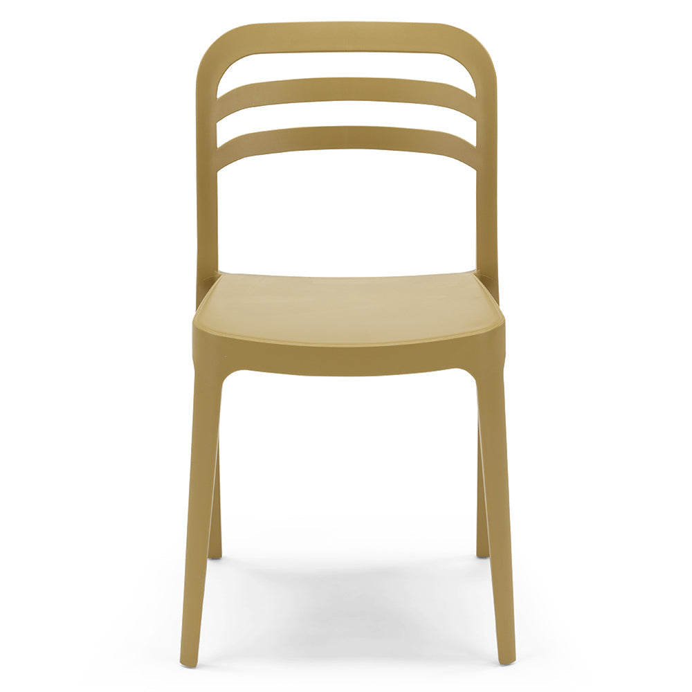Set 6 sedie in polipropilene YVONNE, impilabile, resistente ai raggi UV, design moderno, ideale per sala da pranzo, cucina, sala d’attesa, bar, ristoranti o giardino, colore Senape