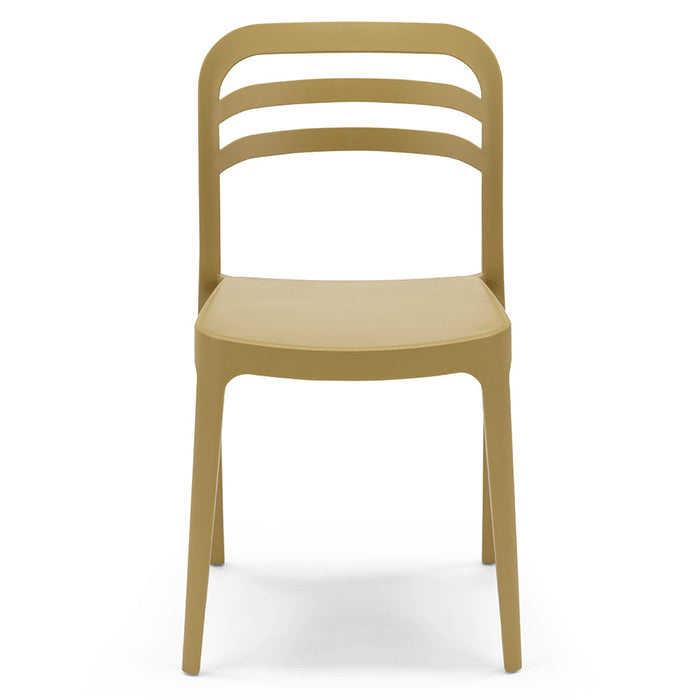 Set 6 sedie in polipropilene YVONNE, impilabile, resistente ai raggi UV, design moderno, ideale per sala da pranzo, cucina, sala d’attesa, bar, ristoranti o giardino, colore Senape