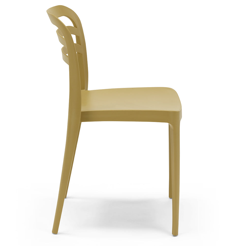 Set 6 sedie in polipropilene YVONNE, impilabile, resistente ai raggi UV, design moderno, ideale per sala da pranzo, cucina, sala d’attesa, bar, ristoranti o giardino, colore Senape