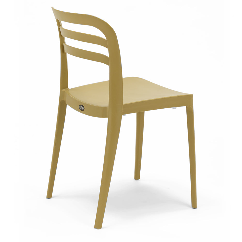 Set 6 sedie in polipropilene YVONNE, impilabile, resistente ai raggi UV, design moderno, ideale per sala da pranzo, cucina, sala d’attesa, bar, ristoranti o giardino, colore Senape