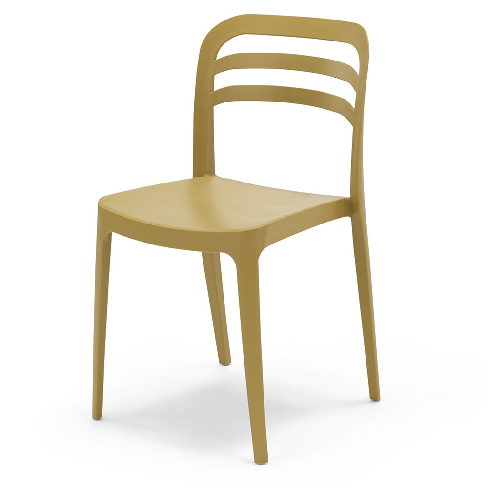 Set 6 sedie in polipropilene YVONNE, impilabile, resistente ai raggi UV, design moderno, ideale per sala da pranzo, cucina, sala d’attesa, bar, ristoranti o giardino, colore Senape