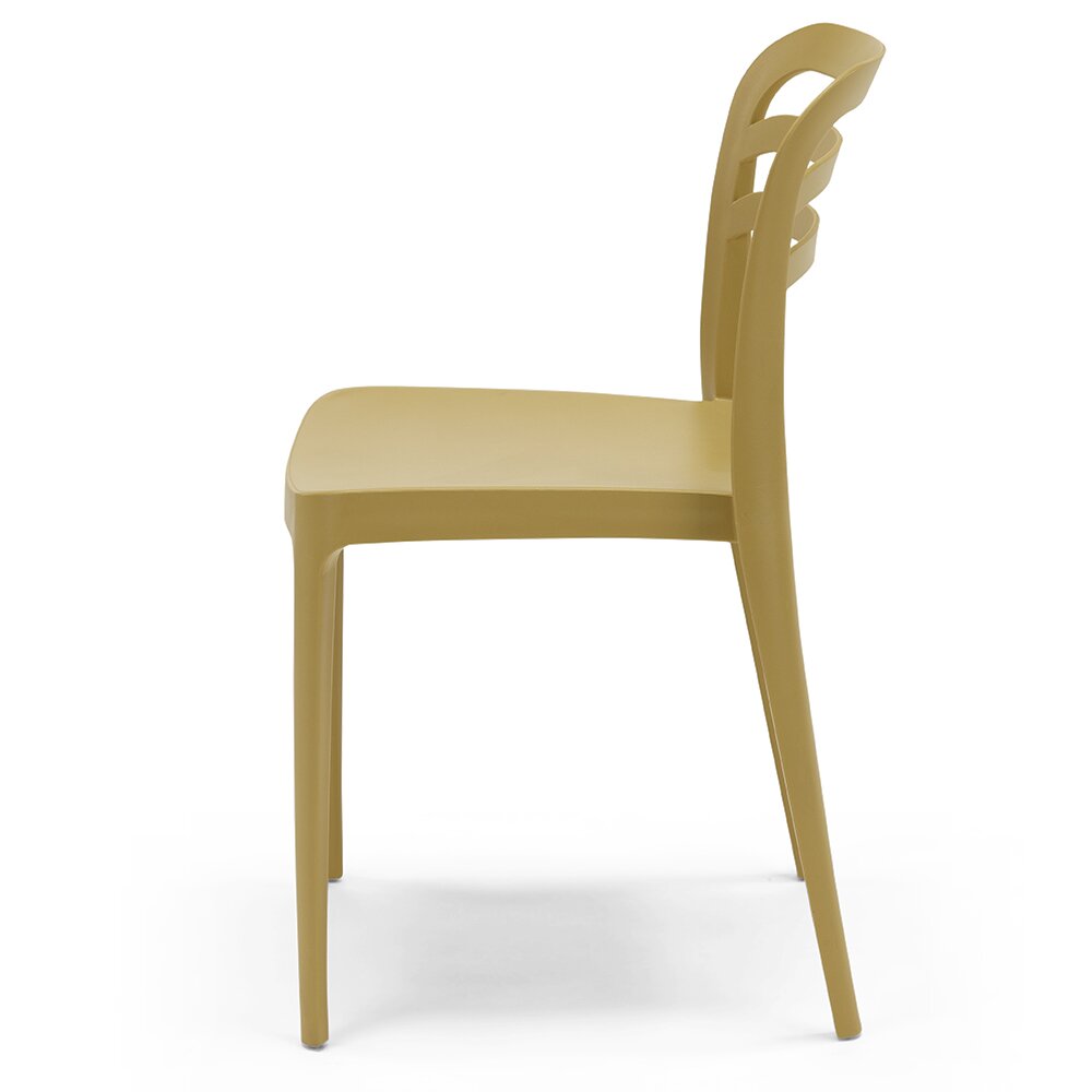 Set 6 sedie in polipropilene YVONNE, impilabile, resistente ai raggi UV, design moderno, ideale per sala da pranzo, cucina, sala d’attesa, bar, ristoranti o giardino, colore Senape