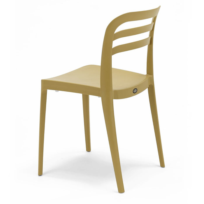 Set 6 sedie in polipropilene YVONNE, impilabile, resistente ai raggi UV, design moderno, ideale per sala da pranzo, cucina, sala d’attesa, bar, ristoranti o giardino, colore Senape