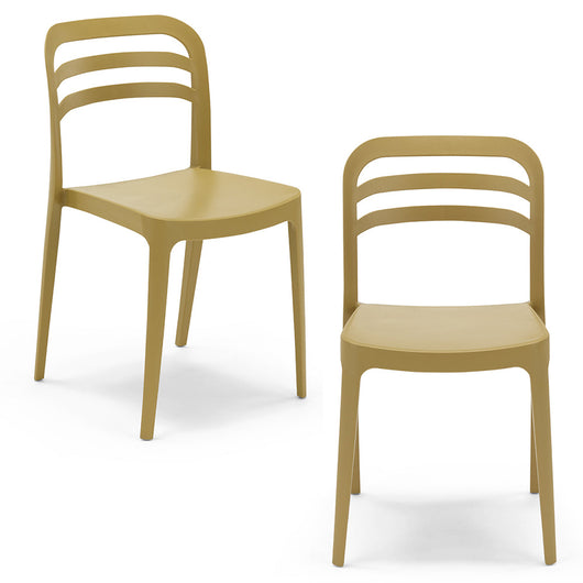 Set 2 sedie in polipropilene YVONNE, impilabile, resistente ai raggi UV, design moderno, ideale per sala da pranzo, cucina, sala d’attesa, bar, ristoranti o giardino, colore Senape