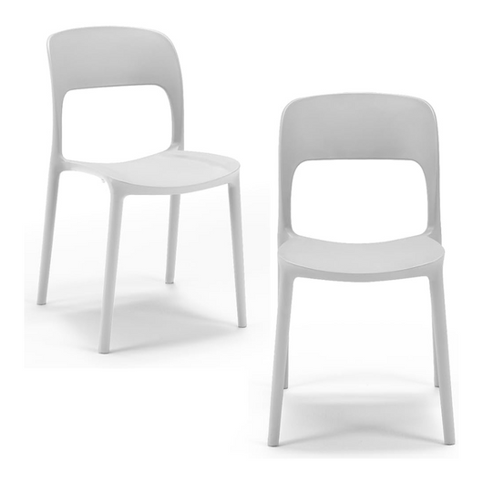 Set 2 sedie in polipropilene KATE, impilabile, resistente ai raggi UV, design moderno, ideale per sala da pranzo, cucina, sala d’attesa, bar, ristoranti o da esterno, colore Bianco
