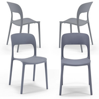 Set 4 sedie in polipropilene KATE, impilabile, resistente ai raggi UV, design moderno, ideale per sala da pranzo, cucina, sala d’attesa, bar, ristoranti o da esterno, colore Grigio Asfalto