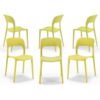 Set 6 sedie in polipropilene KATE, impilabile, resistente ai raggi UV, design moderno, ideale per sala da pranzo, cucina, sala d’attesa, bar, ristoranti o da esterno, colore Giallo Lime