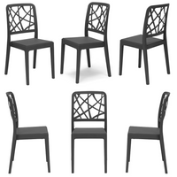 Set 6 sedie in polipropilene PENELOPE, 100% MADE IN ITALY, impilabile, resistente ai raggi UV, design moderno, ideale per sala da pranzo, cucina, sala d’attesa, bar, ristoranti o giardino, colore Antracite