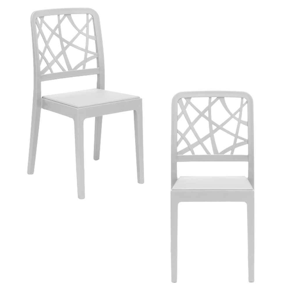 Set 2 sedie in polipropilene PENELOPE, 100% MADE IN ITALY, impilabile, resistente ai raggi UV, design moderno, ideale per sala da pranzo, cucina, sala d’attesa, bar, ristoranti o giardino, colore Bianco