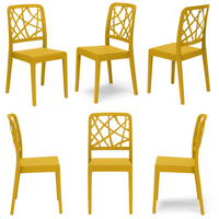 Set 6 sedie in polipropilene PENELOPE, 100% MADE IN ITALY, impilabile, resistente ai raggi UV, design moderno, ideale per sala da pranzo, cucina, sala d’attesa, bar, ristoranti o giardino, colore Senape