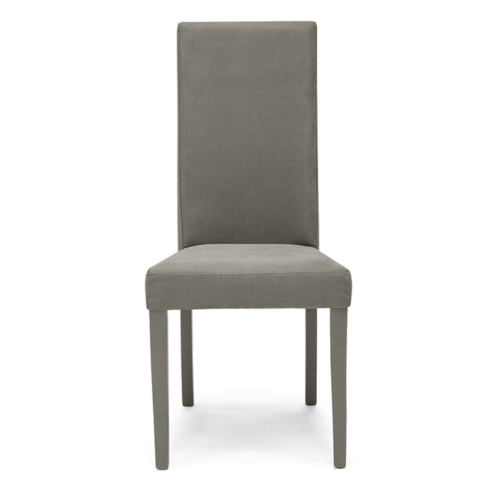 Set 6 sedie imbottite per sala da pranzo EDI NEW, 100% MADE IN ITALY, design moderno, rivestimento in tessuto idrorepellente effetto camoscio colore Grigio, gambe in legno in tinta