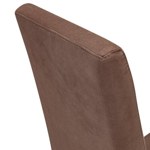 Sedia imbottita per sala da pranzo EDI NEW, MADE IN ITALY, design moderno, rivestimento in tessuto idrorepellente effetto camoscio, gambe in legno in tinta, colore Moka