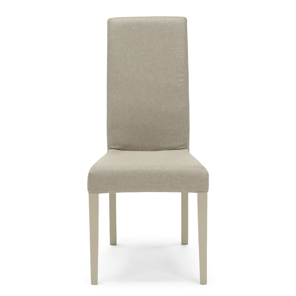 Set 4 sedie imbottite modello EDI per interni, design moderno, struttura robusta in legno in tinta, schienale e seduta rivestiti con tessuto sfoderabile, colore Beige