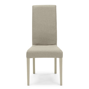 Set 4 sedie imbottite modello EDI per interni, design moderno, struttura robusta in legno in tinta, schienale e seduta rivestiti con tessuto sfoderabile, colore Beige