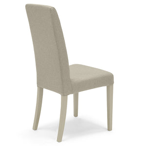 Set 4 sedie imbottite modello EDI per interni, design moderno, struttura robusta in legno in tinta, schienale e seduta rivestiti con tessuto sfoderabile, colore Beige