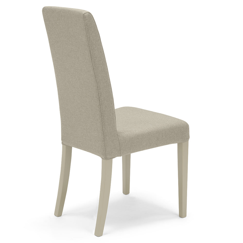 Set 2 sedie imbottite EDI per sala da pranzo, cucina, soggiorno, 100% Made in Italy, design moderno, struttura robusta in legno in tinta, schienale e seduta rivestiti con tessuto sfoderabile colore Beige