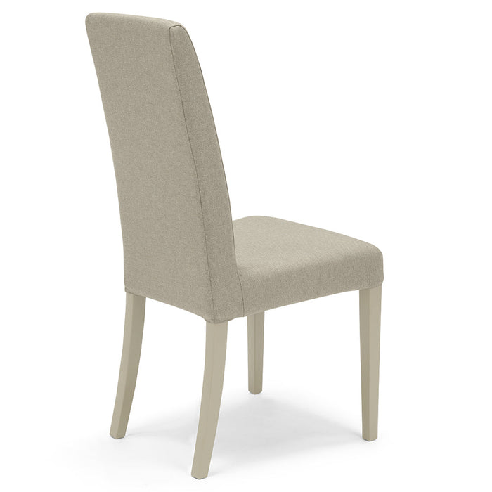 Set 2 sedie imbottite EDI per sala da pranzo, cucina, soggiorno, 100% Made in Italy, design moderno, struttura robusta in legno in tinta, schienale e seduta rivestiti con tessuto sfoderabile colore Beige