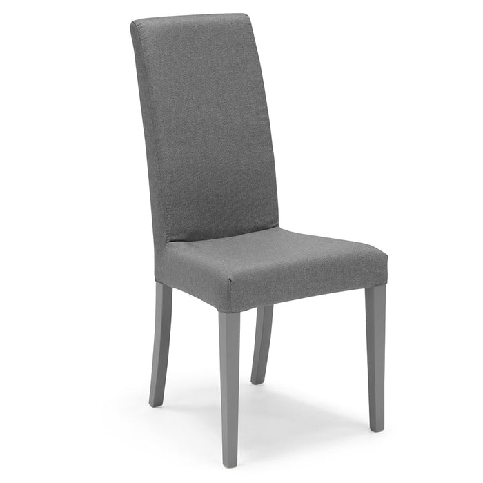 Sedia imbottita modello EDI per interni, design moderno, struttura robusta in legno in tinta, schienale e seduta rivestiti con tessuto sfoderabile, colore Grigio