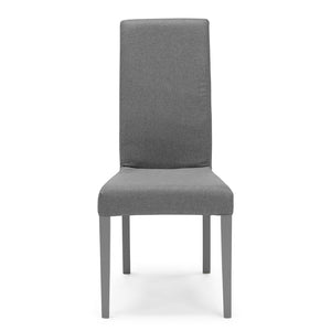 Set 2 sedie imbottite modello EDI per interni, design moderno, struttura robusta in legno in tinta, schienale e seduta rivestiti con tessuto sfoderabile, colore Grigio