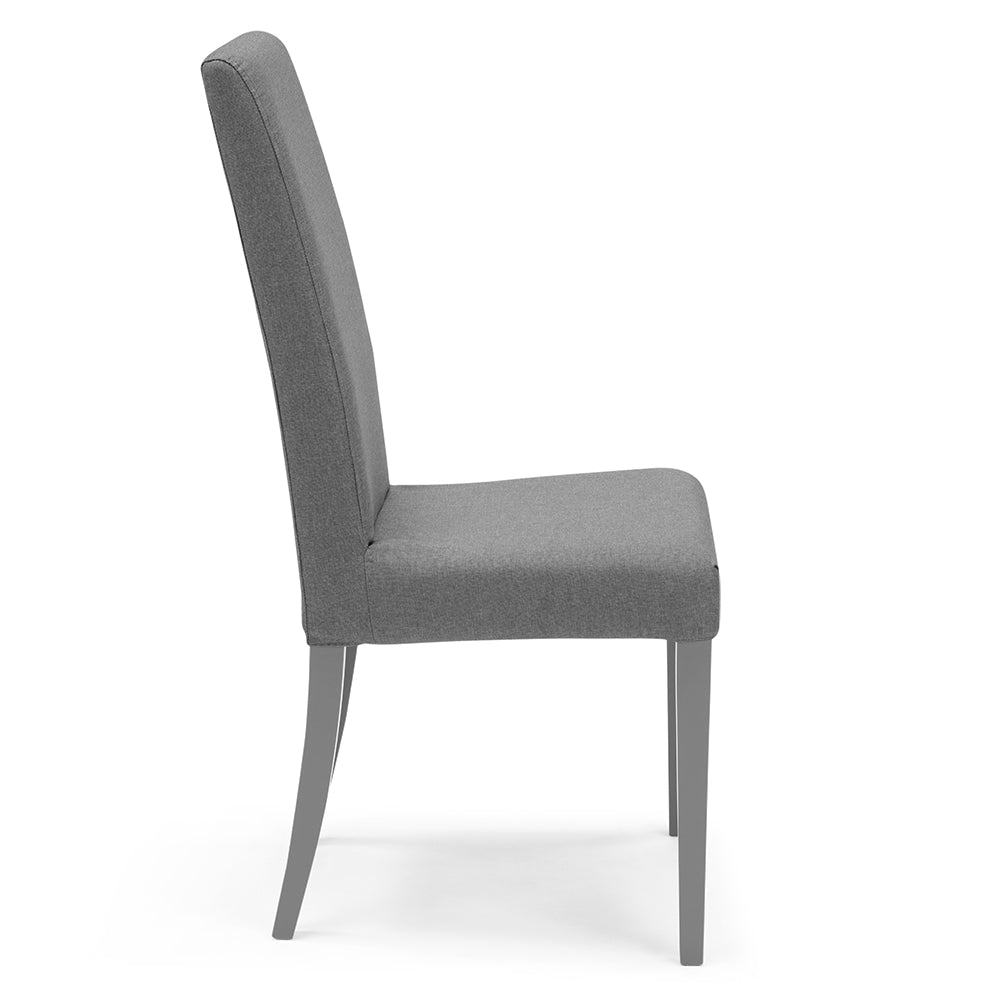 Sedia imbottita modello EDI per interni, design moderno, struttura robusta in legno in tinta, schienale e seduta rivestiti con tessuto sfoderabile, colore Grigio