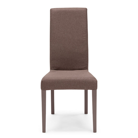 Sedia imbottita modello EDI per interni, design moderno, struttura robusta in legno in tinta, schienale e seduta rivestiti con tessuto sfoderabile, colore Moka