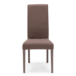 Set 2 sedie imbottite modello EDI per interni, design moderno, struttura robusta in legno in tinta, schienale e seduta rivestiti con tessuto sfoderabile, colore Moka