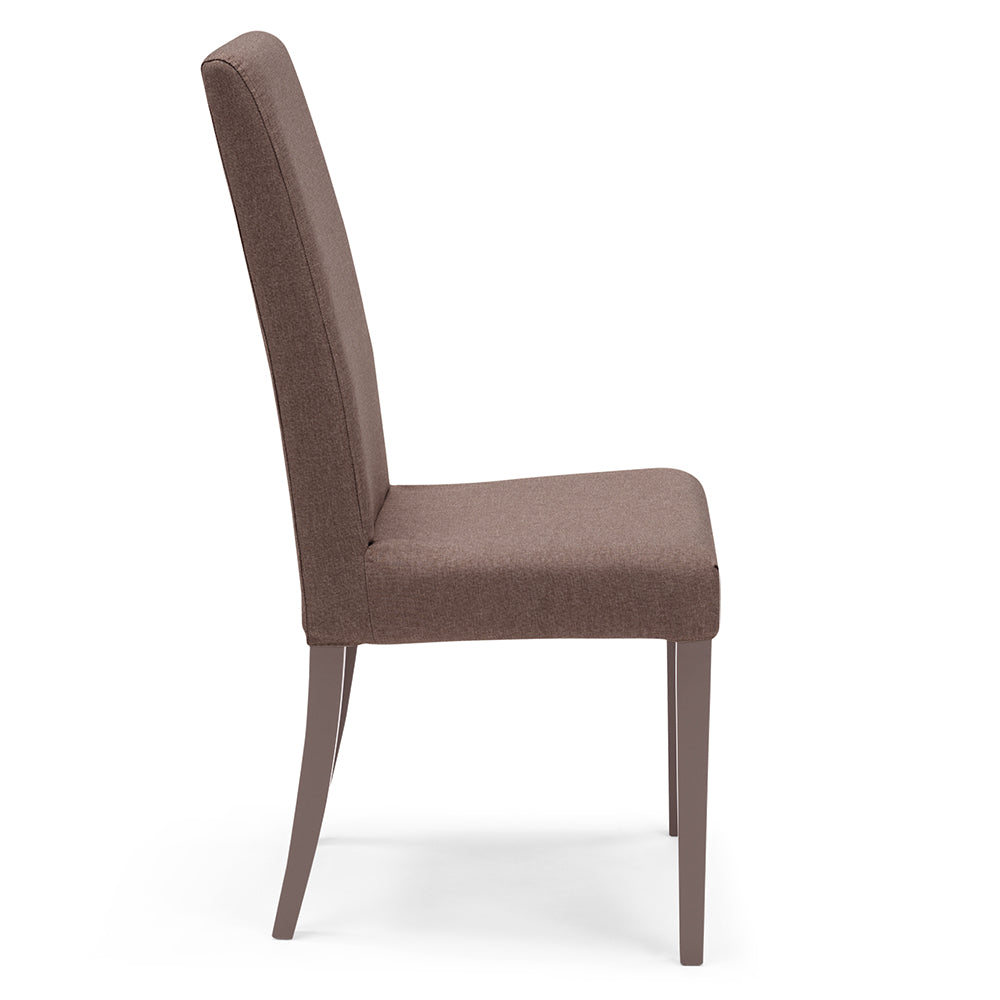 Set 2 sedie imbottite modello EDI per interni, design moderno, struttura robusta in legno in tinta, schienale e seduta rivestiti con tessuto sfoderabile, colore Moka