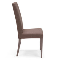 Set 2 sedie imbottite modello EDI per interni, design moderno, struttura robusta in legno in tinta, schienale e seduta rivestiti con tessuto sfoderabile, colore Moka