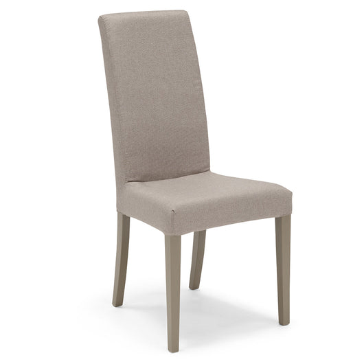 Set 6 sedie imbottite EDI per sala da pranzo, cucina, soggiorno, 100% Made in Italy, design moderno, struttura robusta in legno in tinta, schienale e seduta rivestiti con tessuto sfoderabile colore Tortora