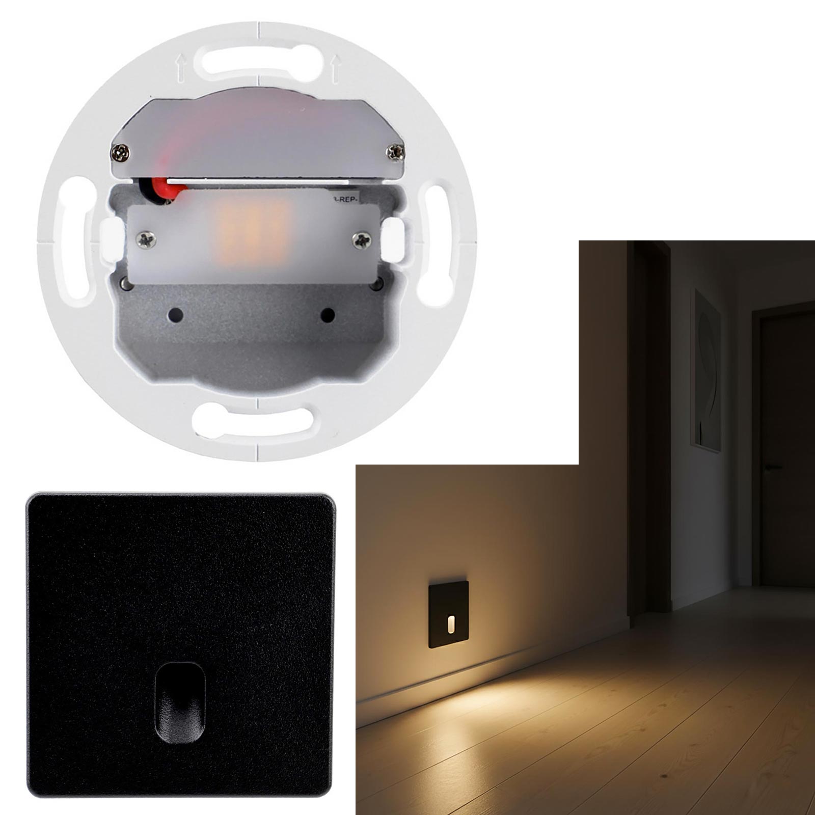 Faretto segnapassi LED incasso 4W 3000K dimmerabile luce per interni scale gradini ingresso Quadrato Nero 230V