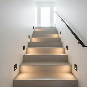Faretto segnapassi LED incasso 4W 3000K dimmerabile luce per interni scale gradini ingresso Quadrato Nero 230V