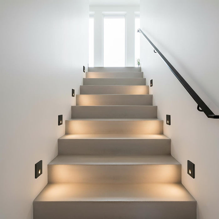 Faretto segnapassi LED incasso 4W 3000K dimmerabile luce per interni scale gradini ingresso Quadrato Nero 230V