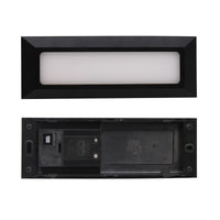 Faretto segnapassi esterno LED 6W CCT lampada rettangolare parete muro IP65 switch 3 temperature luce garage scale 230V colore NERO