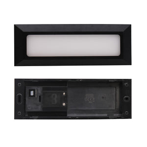 Faretto segnapassi esterno LED 6W CCT lampada rettangolare parete muro IP65 switch 3 temperature luce garage scale 230V colore NERO