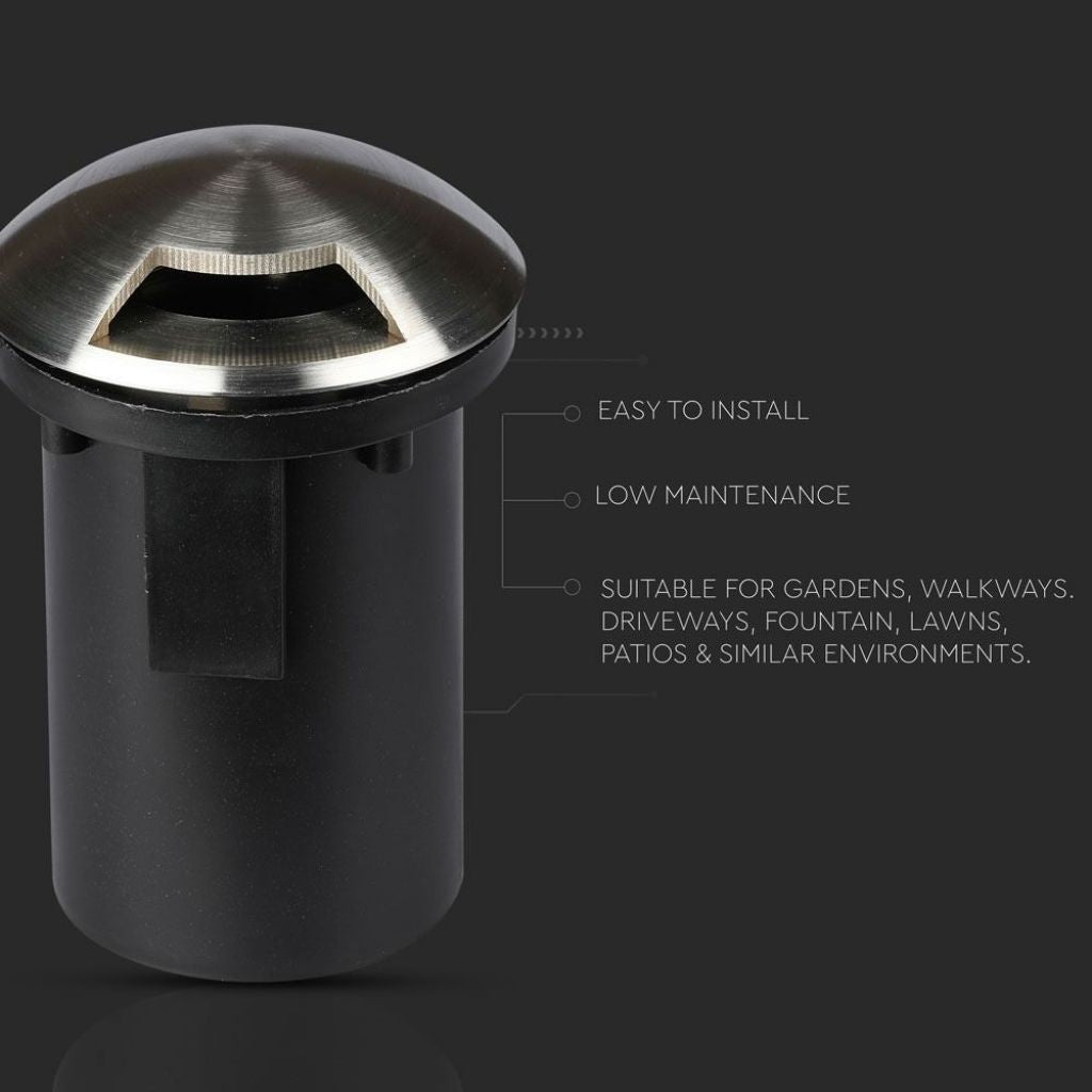 Segnapasso Carrabile Calpestabile Incasso Rotondo MR16 Nero Acciaio 1 Fascio IP65