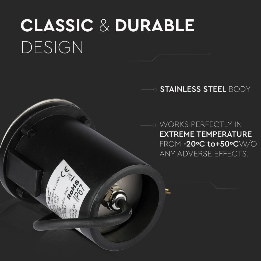 Segnapasso Carrabile Calpestabile Incasso Rotondo MR16 Nero Acciaio 1 Fascio IP65