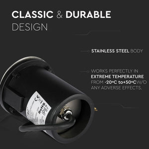 Segnapasso Carrabile Calpestabile Incasso Rotondo MR16 Nero Acciaio 1 Fascio IP65