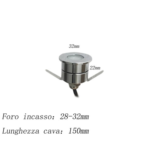 Segnapasso Faretto LED 1w 12v DC Calpestabile Esterno fontane Impermeabile IP65 FE57-12V-1W FREDDA 6500K