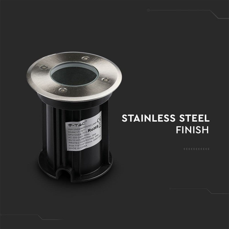 Segnapasso Incasso Calpestabile Rotondo GU10 (Max 35W) Colore Nero e Acciaio IP65