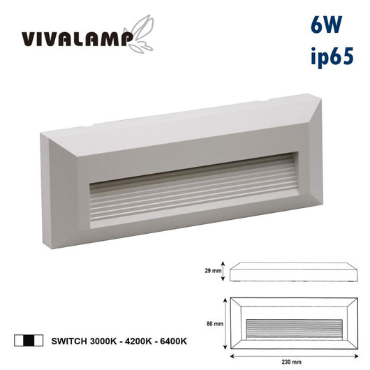 Segnapasso LED 6W Esterno Bianco 220V IP65 3000K-4200K-6400K