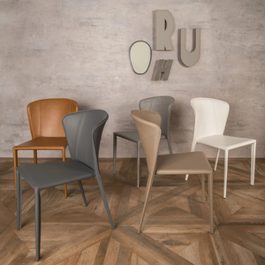 Selene, Set di 4 sedie in similcuoio Grigio (49cm X 56cm H. 82cm) | Duzzle