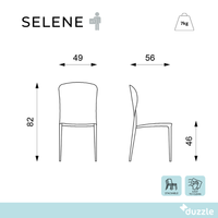 Selene, Set di 4 sedie in similcuoio Grigio (49cm X 56cm H. 82cm) | Duzzle