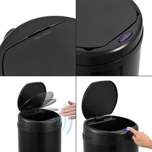 Pattumiera Automatica 42 L, Bidone Cilindrico in Acciaio Inox (AxØ) 68 x 30,5 cm Coperchio con Sensore di Movimento e