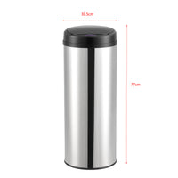 Pattumiera Automatica 47 L, Bidone Cilindrico in Acciaio Inox (AxØ) 77 x 30,5 cm Coperchio con Sensore di Movimento e